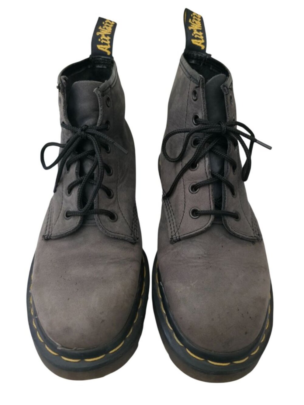 Vintage Dr. Martens 6-Eye Gray Leather Lace-Up Boots Made In England UK6/7M/8W - Picture 2 of 12